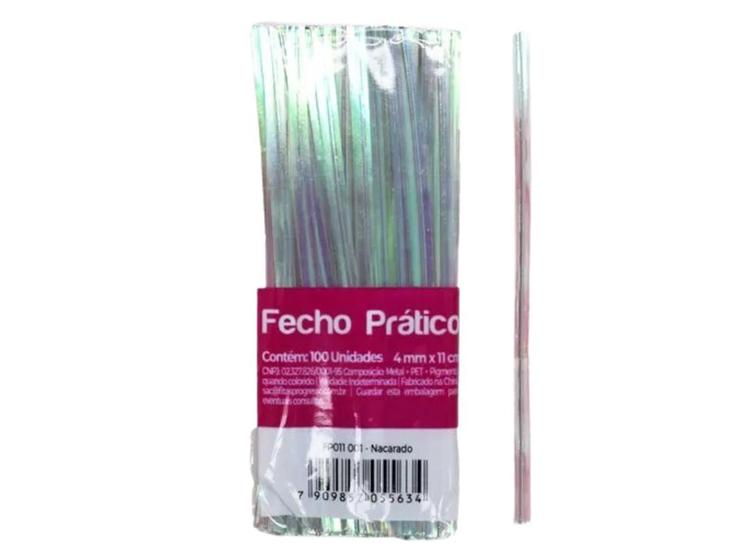 Imagem de Fecho Prático Metalizado Amarril  Com FP011 4mm 100 Unidades