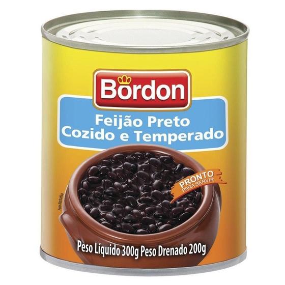 Imagem de Feijão Bordon Preto Temperado Lata 300g -  Embalagem 24 unidades