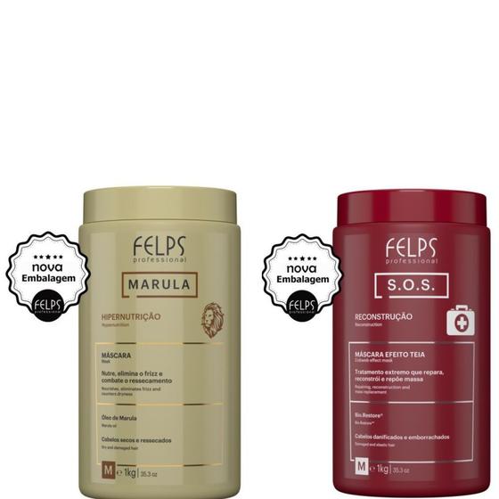 Felps Nutriforce Mascara Sos Felps 1kg + Marula Felps 1kg - Máscara ...