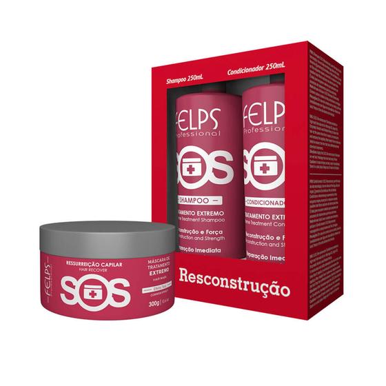 Imagem de Felps SOS Kit Tratamento Reconstrução e Força Com 3 Produtos Pequenos