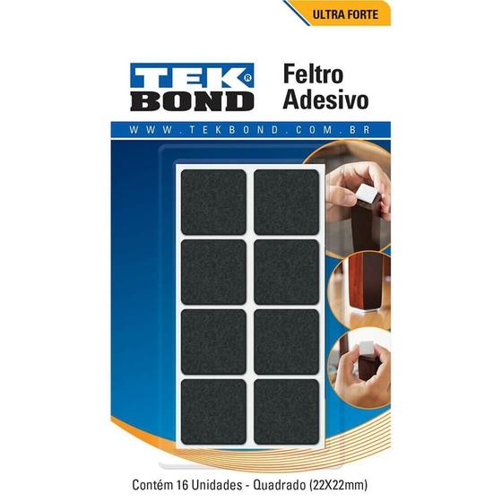 Feltro Quadrado 22mm Preto Cartela 16 Unidades Tekbond Menor preço em Feltro Quadrado 22mm Preto Cartela 16 Unidades Tekbond