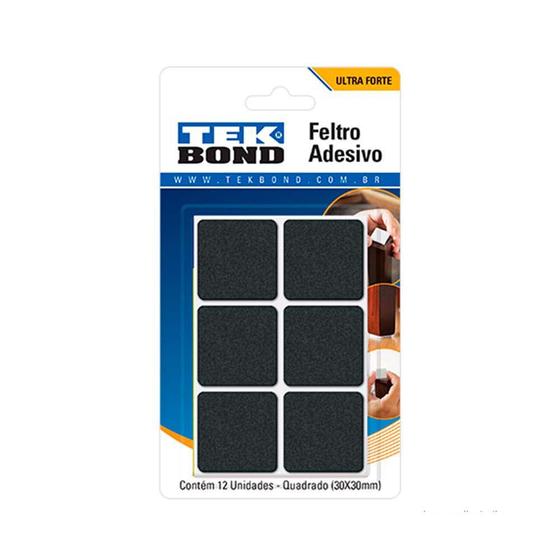 Imagem de Feltro quadrado 30mm com 12 unidades preto Tekbond