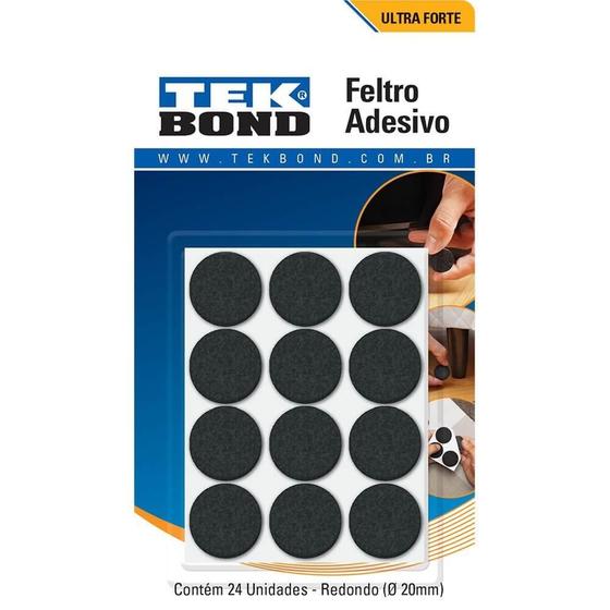 Imagem de Feltro Redondo 20mm Preto Cartela 24 Unidades Tekbond