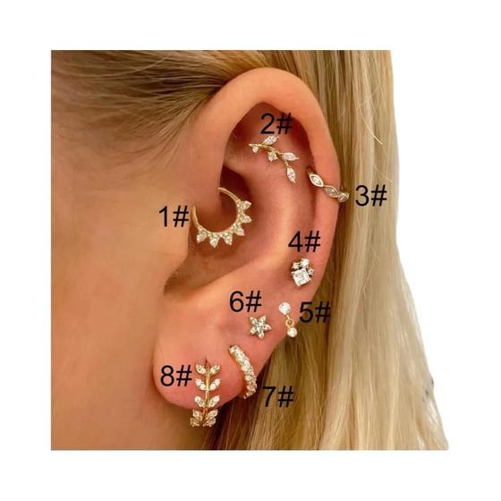 Imagem de Feminino Delicado Piercing Orelha Lóbulo Daith Helix Rook Concha Tragus Brincos Planos Joias Da Moda