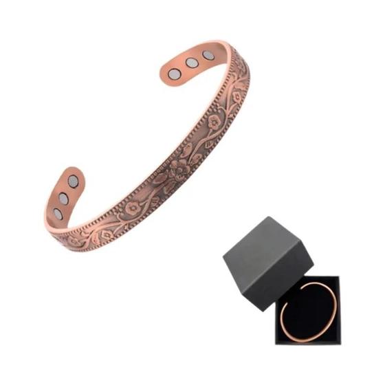 Pulseira Magnética De Cobre Real Para Mulheres 8mm Artrite Ajustável Cuff Cobre Puro Marca Terapia De Energia I.1629828587 - Foto 3