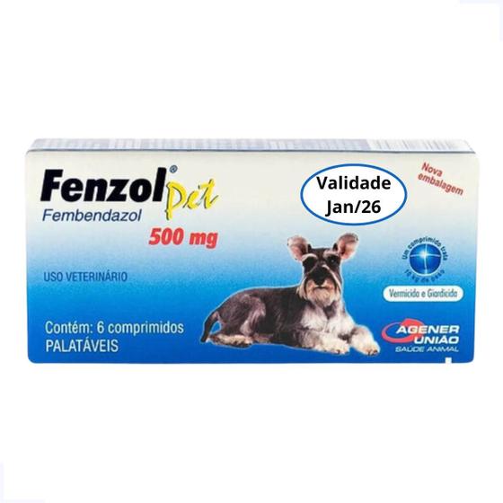 Imagem de Fenzol Pet 500 Mg 6 Comprimidos Vermífugo Agener Cães Gatos