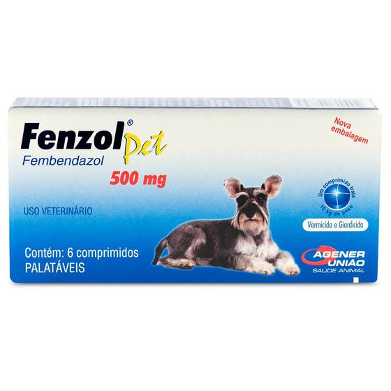 Imagem de Fenzol Pet 500mg Vermífugo da Agener com 6 Comprimidos