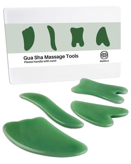 Imagem de Ferramentas de massagem Gua Sha MoHern 4 unidades para rosto e corpo