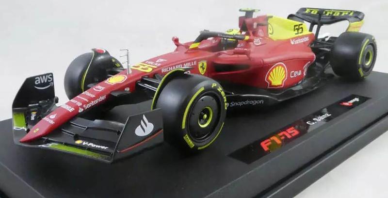 Imagem de Ferrari F1-75 2022 C. Sainz  55 Edição Especial Burago 1/18