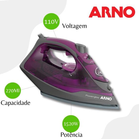 Imagem de Ferro a Vapor Arno Powergliss com Base X Glide - FPO1 - 110V