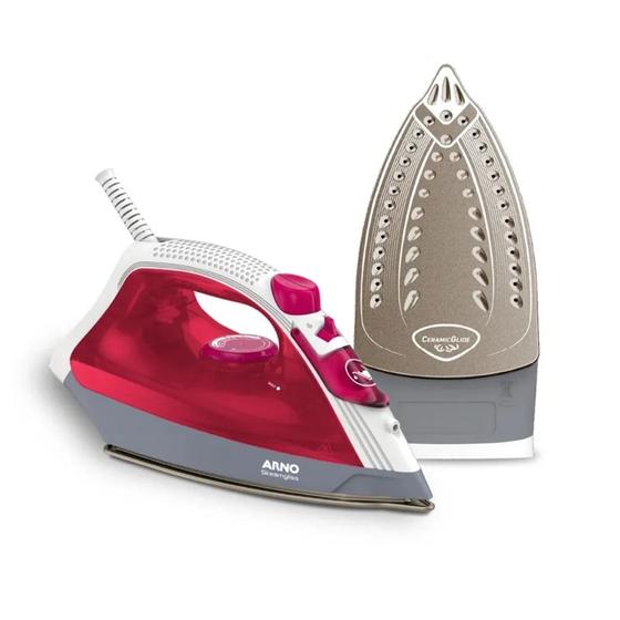 Imagem de Ferro a Vapor Elétrico Arno Steamgliss - Base Cerâmica Rosa 110V OU 220V
