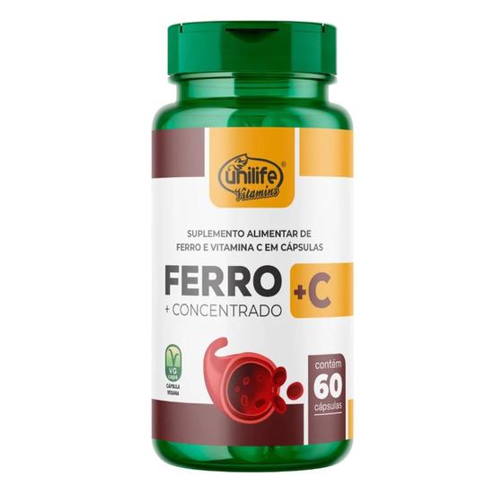 Imagem de Ferro Com vitamina C 60 Capsulas Unilife