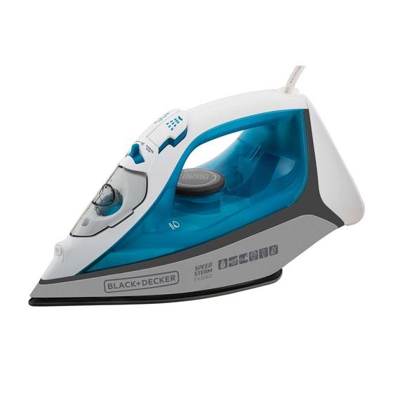 Imagem de Ferro de Passar a Vapor Black+Decker Ceramic Gliss FX3060 - Branco e Azul