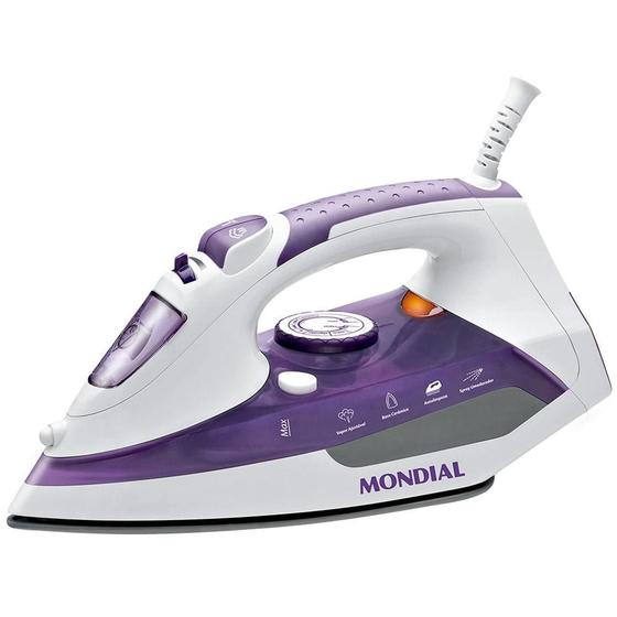 Imagem de Ferro de Passar a Vapor F-40 Ceramic Express Branco/Roxo - Mondial