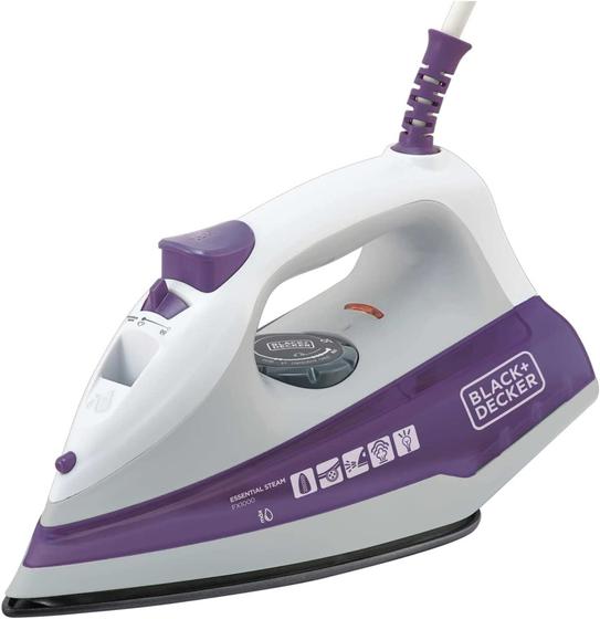 Imagem de Ferro de Passar Roupa a Vapor e a Seco  - Black + Decker FX1000 Branco e Roxo