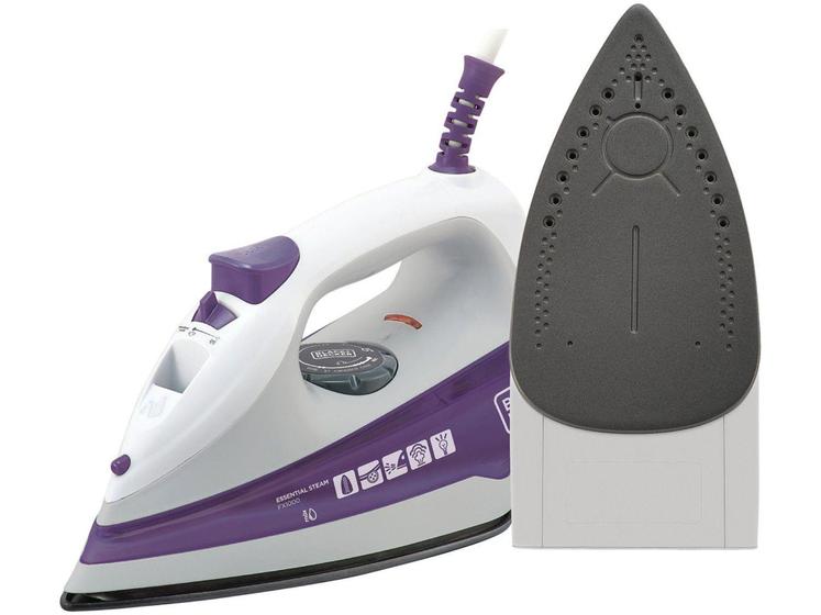 Imagem de Ferro de Passar Roupa a Vapor e a Seco - Black + Decker FX1000 Branco e Roxo