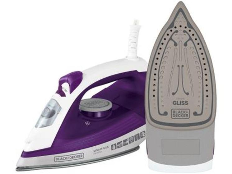 Imagem de Ferro de Passar Roupa a Vapor e a Seco  - Black + Decker FX2500 Branco e Roxo