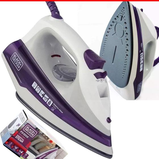 Imagem de Ferro de Passar Roupa Black Decker a Vapor 1200w FX1000-BR Branco e Roxo Base antiaderente