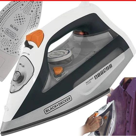 Imagem de Ferro De Passar Roupa Black Decker A Vapor 2000w FX3100 com ANTI GOTEJAMENTO autolimpante CINZA E LARANJA