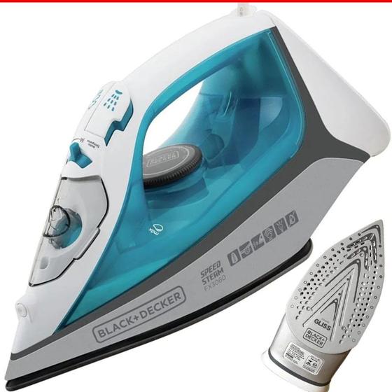 Imagem de Ferro de Passar Roupa Black Decker a Vapor FX3060 Base antiaderente COM ANTI GOTEJAMENTO Branco e Azul
