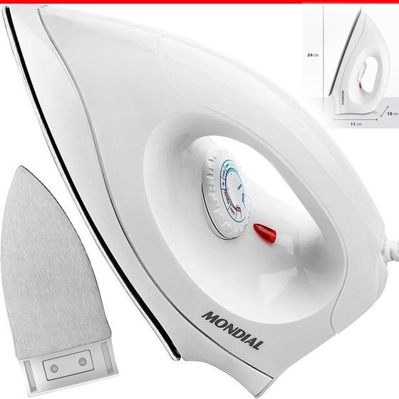 Imagem de Ferro De Passar Roupa Mondial A Seco Branco FSN-55-W 1000w Base Alumínio