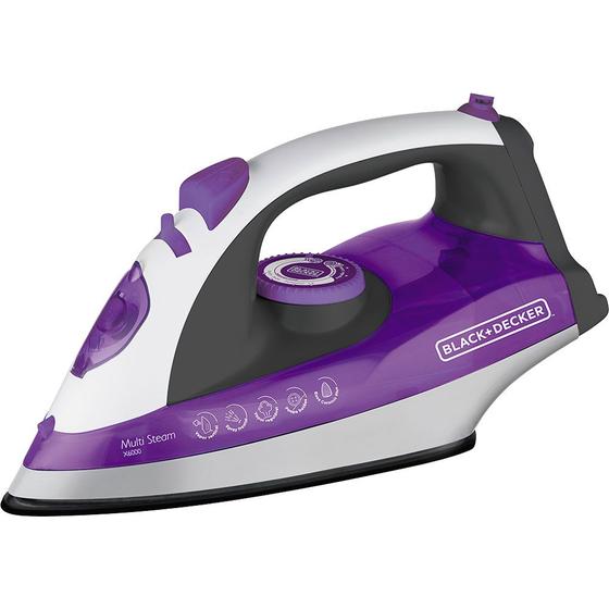 Imagem de Ferro de Passar Vapor Spray Black & Decker X6000 Base de Cerâmica Roxo e Branco 220V