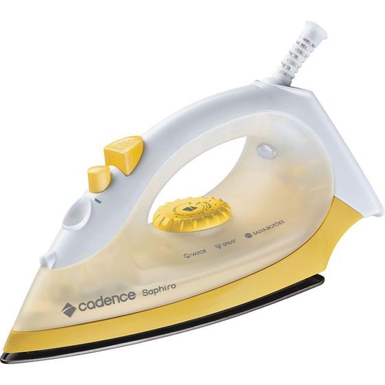 Ferro de Passar Vapor Spray Cadence Shapiro IRO200 com Base Antiaderente Amarelo 127V Menor preço em Ferro de Passar Vapor Spray Cadence Shapiro IRO200 com Base Antiaderente Amarelo 127V