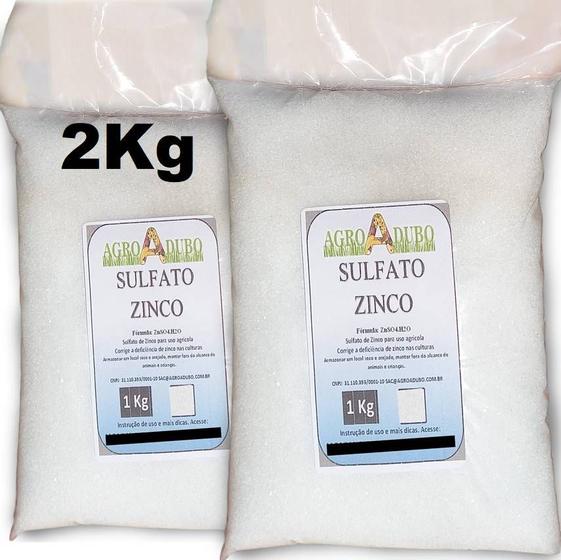 Imagem de Fertilizante 2kg Sulfato de Zinco 20%Zn 10%S Soluvel em Agua