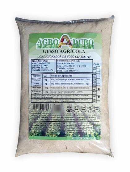 Imagem de Fertilizante Gesso Agricola Pacote 2Kg Sulfato Calcio Adubo