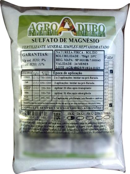 Imagem de Fertilizante Sulfato De Magnésio 1kg Adubo Ferti Hidroponia