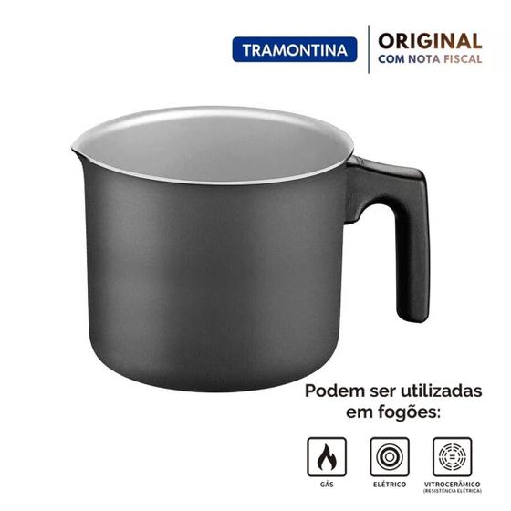 Imagem de Fervedor Caneca Leiteira 1 Litro Starflon Preto Tramontina