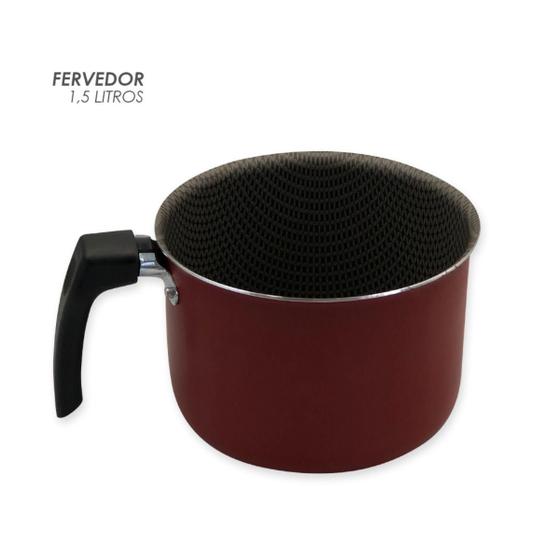 Imagem de Fervedor De Leite Água Café Enjoy Antiaderente Vermelho 14cm