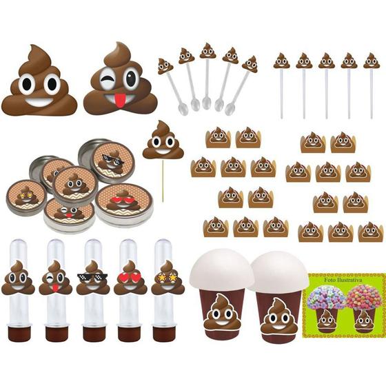 Imagem de Festa Emoji Cocô 99 peças (10 pessoas)