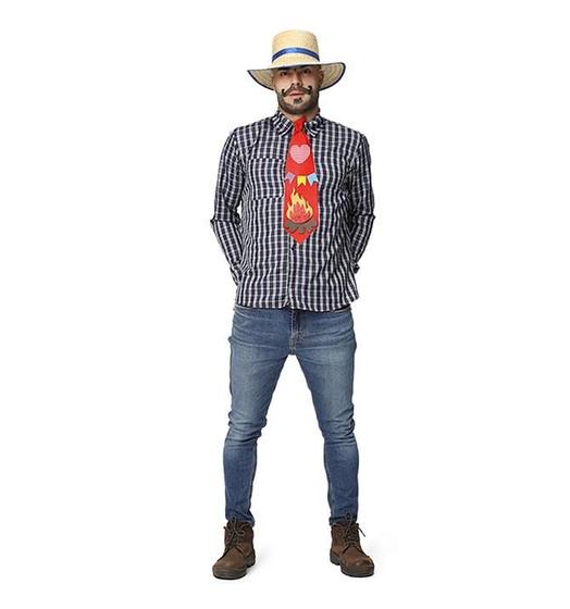 Festa Junina Camisa Xadrez Azul Masculina Adulto - Fantasias Carol FSP ...