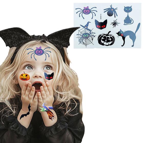 Imagem de Festa Maquiagem Adesiva para o Rosto Tatuagem Temporária Halloween Face Jewels - Kit 4 Cartelas Sortidas Infantil