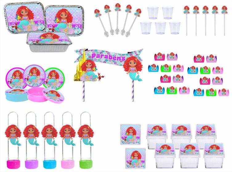 Imagem de Festa Pequena Sereia Morena 121 peças (10 pessoas)