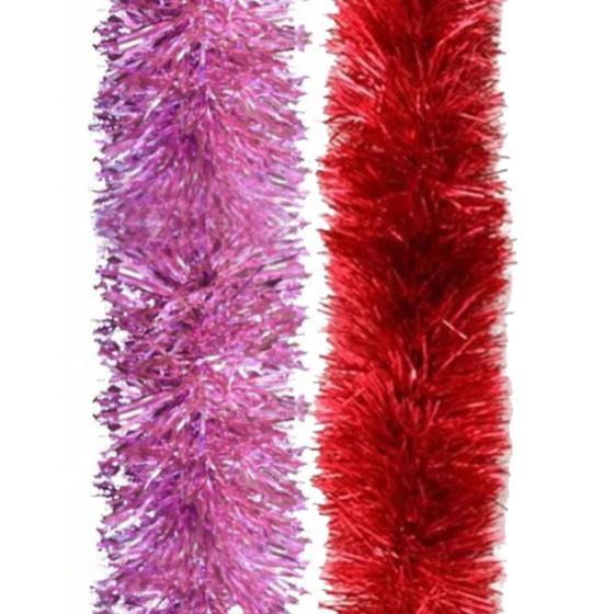 Imagem de Festão de natal cheio grande 2 metros rosa ou vermelho metalizado para árvore de natal