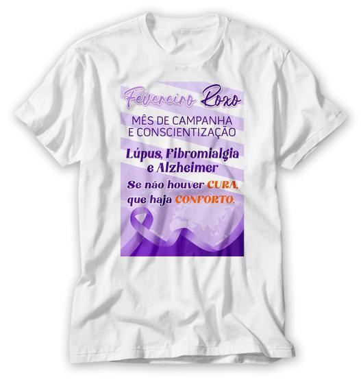 Imagem de fevereiro roxo campanha saúde prevenção camiseta oficial