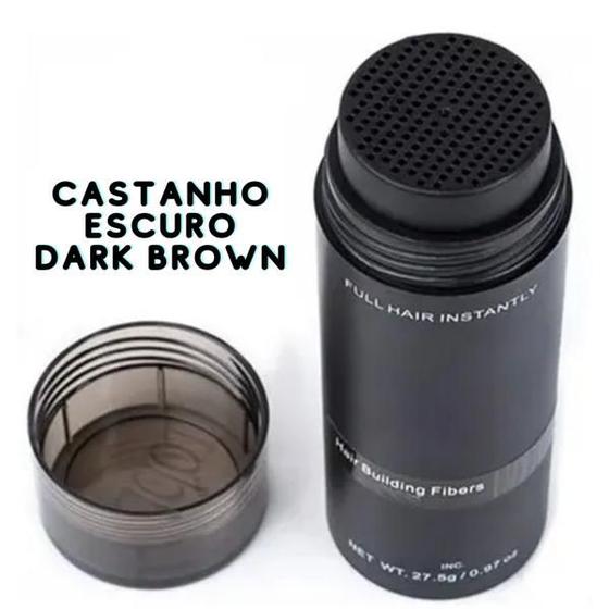 Imagem de Fibra Capilar Castanho Escuro Dark Brown Calvície Pó De Queratina Para Cabelo 27,5g