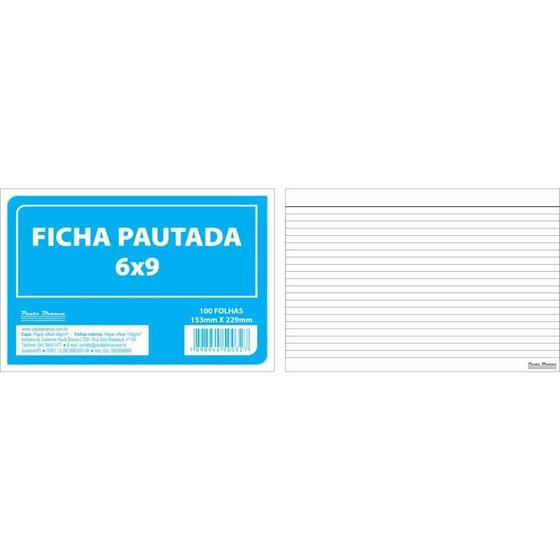 Imagem de Ficha Pautada 6X9  22,8X15,2CM 100FLS.