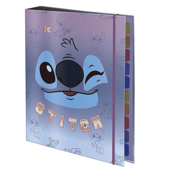 Imagem de Fichário Stitch colegial  com elástico 48 folhas decoradas