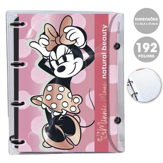 Imagem de Fichário Universitário Minnie Mouse Rosa 4 Fechos 192Fls Dac