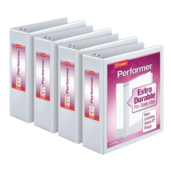 Imagem de Fichários de 3 Anéis Cardinal Performer 3 - Pacote com 4 (725 Folhas)