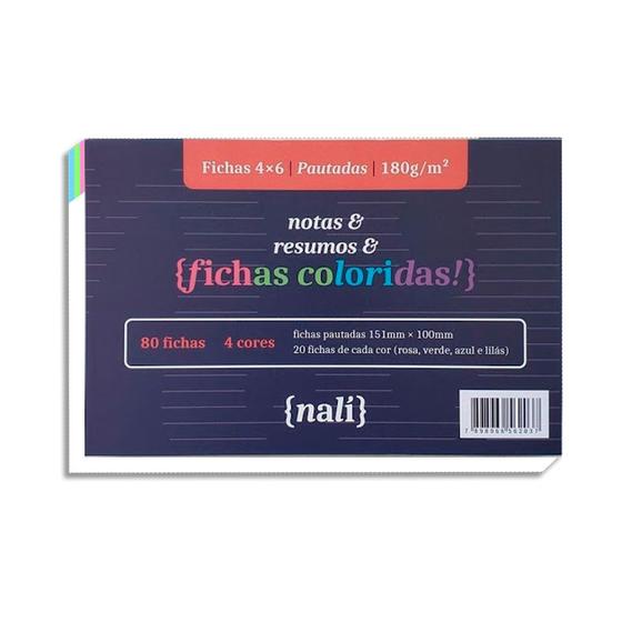 Imagem de Fichas Coloridas 4 X 6 150g/m2 Pautada