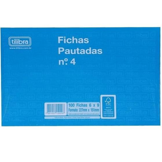 Imagem de Fichas Pautadas Tilibra Nr. 4 6x9" 228x152mm 150g/m² Pct/ 100