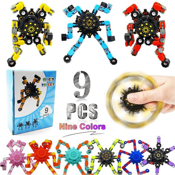 Imagem de Fidget Spinners YIZER - Brinquedo Sensorial Engraçado Transformável (9 Unidades)