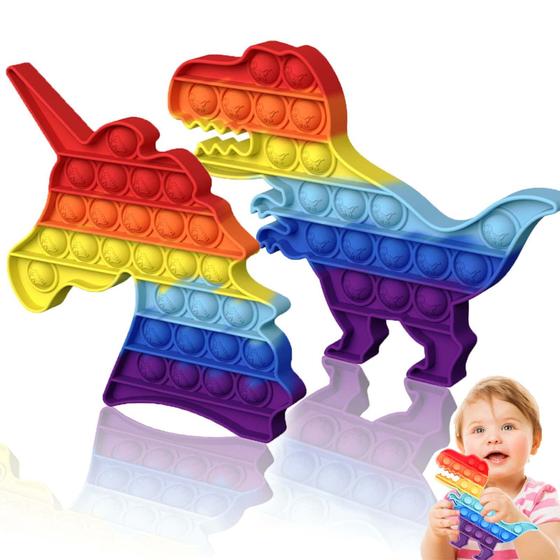 Imagem de Fidget Toy PEWOD Pop-its - Unicórnio e Dinossauro (2 Unidades)