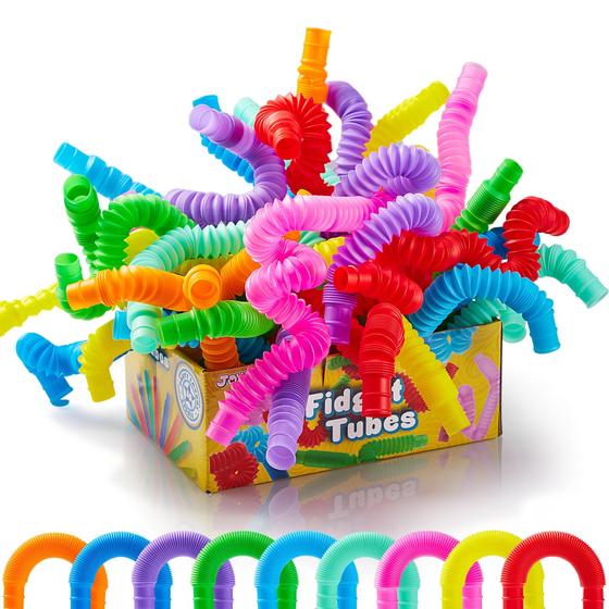 Imagem de Fidget Tubes JOYIN - Pacote com 18 Tubos Conectáveis e Extensíveis (9 Cores)