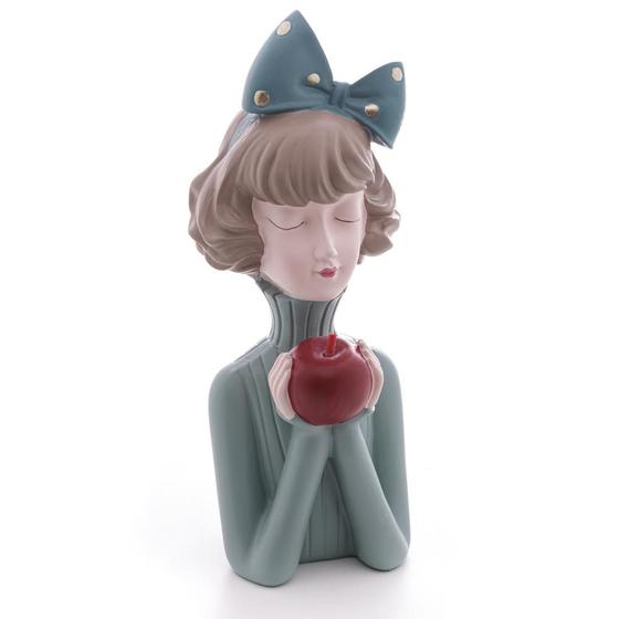 Imagem de Figura Boneca com Maçã Wolff de Resina 9cm x 9cm x 23cm