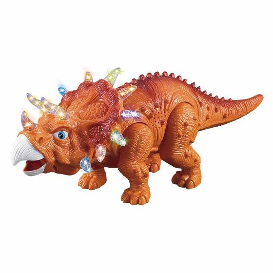 Imagem de Figura Eletrônica - Dinossauro - Tricerátopo - Laranja - DM Toys